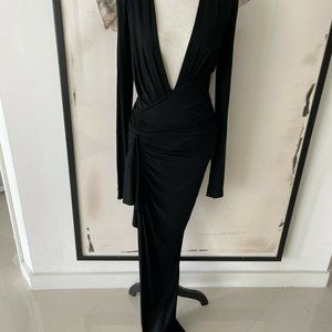 COPY - Alexandre Vaultier Black Deep V Neck Evening Night Out Dress